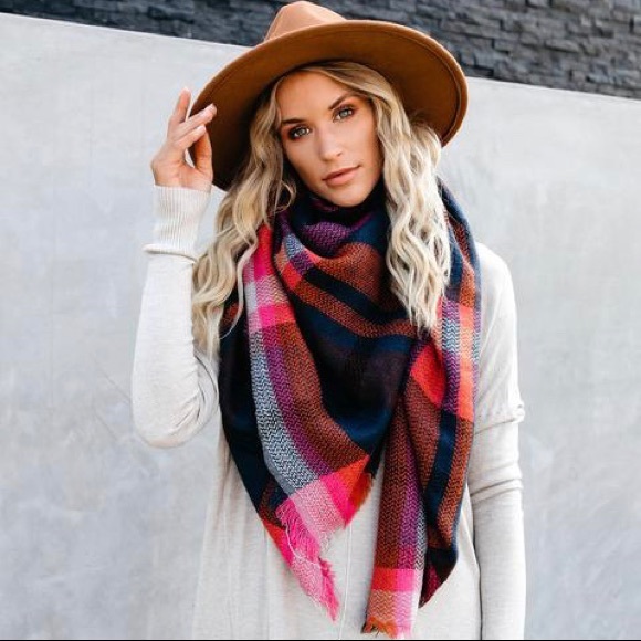 🔸🔹Autumn Sunset🔸🔹 Plaid Blanket Scarf - Picture 1 of 6